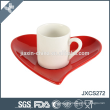 Heart shape cup and saucer, small coffee cup and saucer